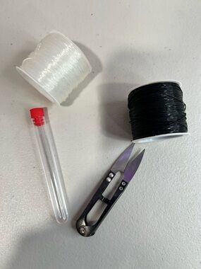 Bracelet making kit Black and Clear Thread Spools with Sewing Snips